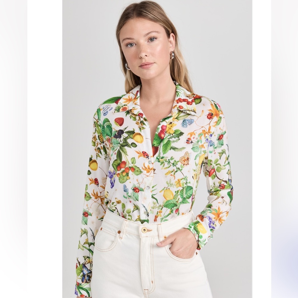 L'AGENCE Multicolor Floral Button Down Shirt